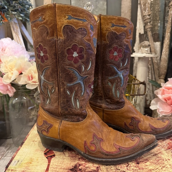 RARE OLD GRINGO GOLONDRITA INLAY BOOTS | COWBOY WESTERN | BUTTERCUP GOLONDRINA - Picture 8 of 15